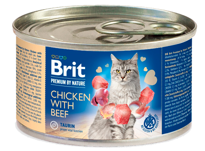Brit cat can chicken with beef 200gr