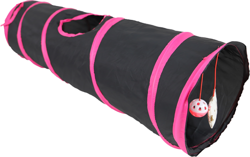 Speeltunnel nylon zwart/roze 85x25cm